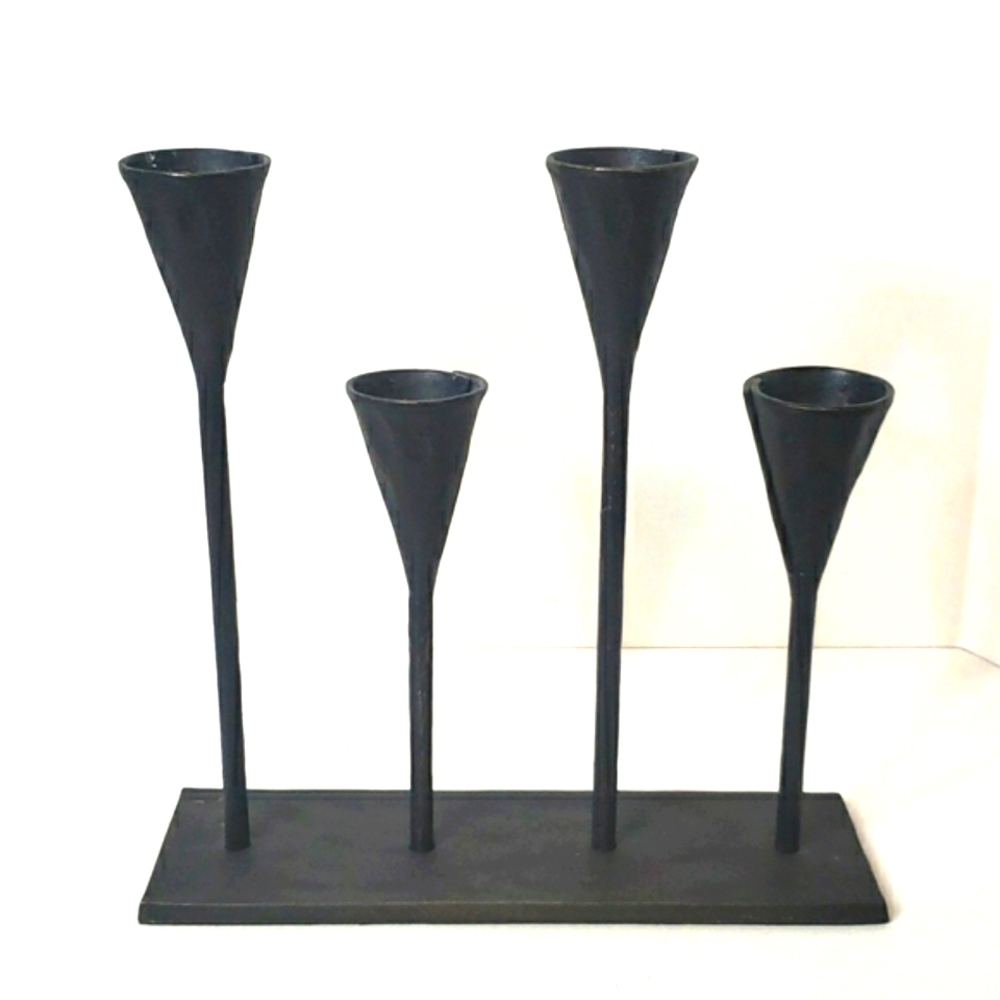 Pottery Barn Iron Metal Candelabra Taper Candlestick Holder 4 Black